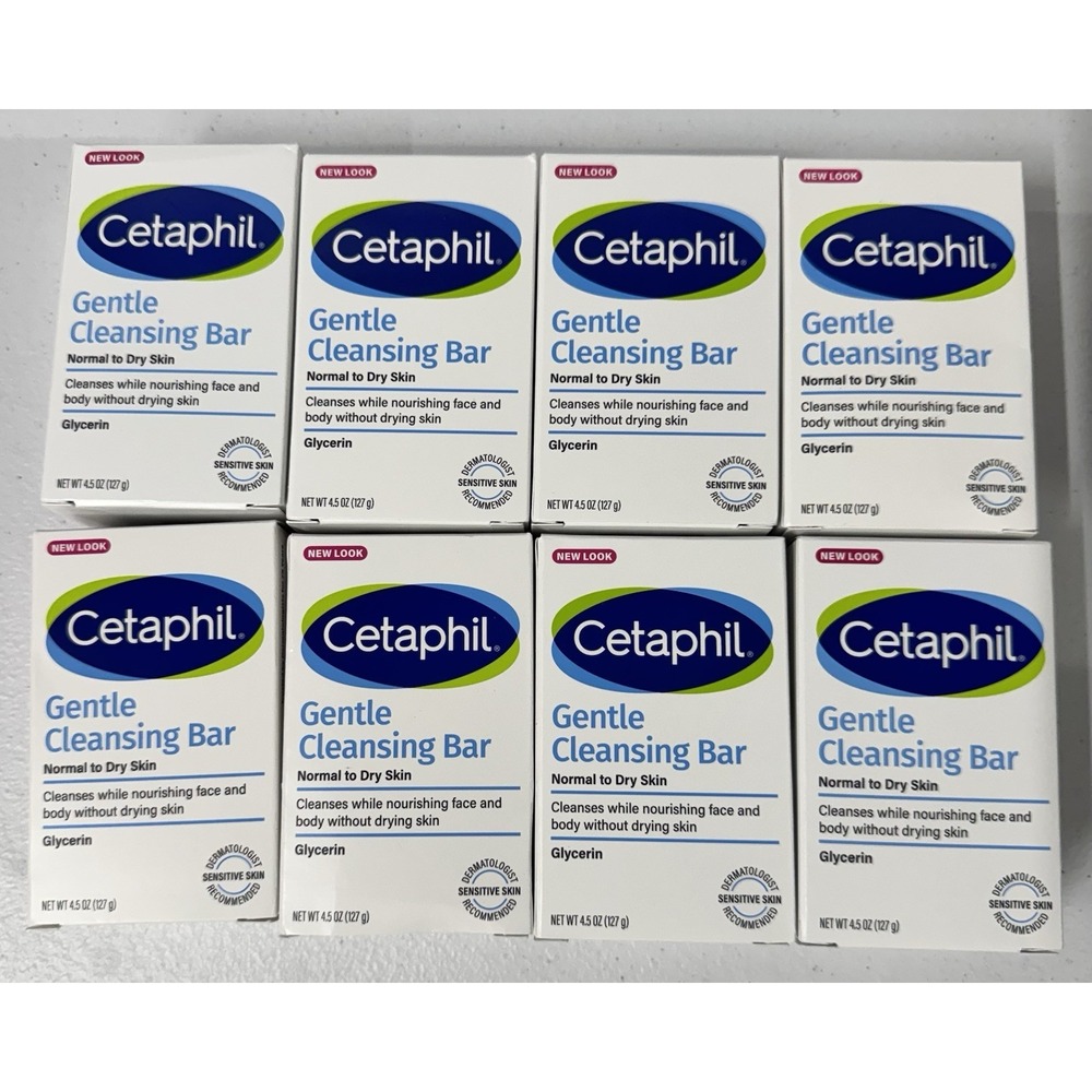 Pack Of 8- Cetaphil Gentle Cleansing Bar Soap W/ Glycerin